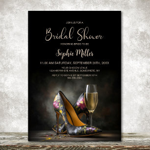 Elegant Floral Stiletto Shoes Bridal Shower Invitation
