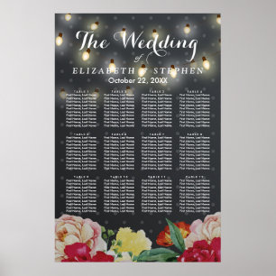 Elegant Floral String Lights Wedding Seating Chart