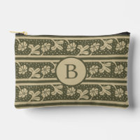 Elegant Floral Stripes Beige and Sage Green