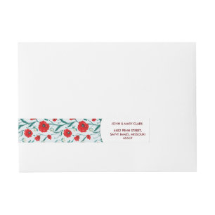 Elegant floral stylish rustic poppy pattern wraparound address label