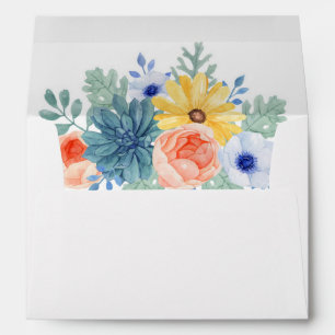 Elegant Floral Succulent Macaron Wedding Envelope