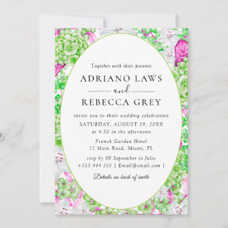 Elegant Floral Succulent Wedding Invitation