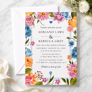 Elegant Floral Succulent Wedding Invitation