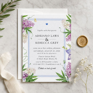 Elegant Floral Succulent Wedding Invitation