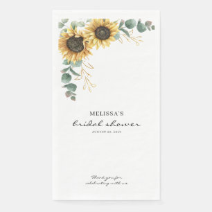 Elegant Floral Sunflower Eucalyptus Bridal Shower Napkin