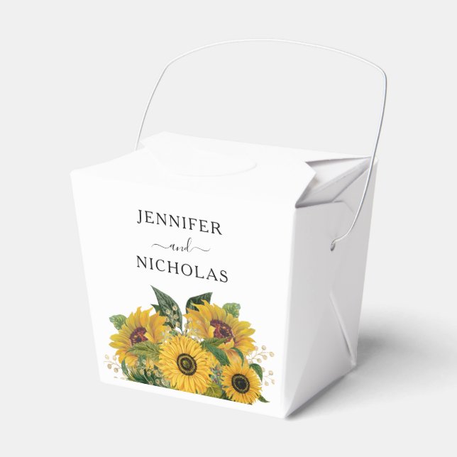 Elegant Floral Sunflower Wedding Favor Box (Front Side)