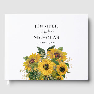 Elegant Floral Sunflower Wedding  Guest Book