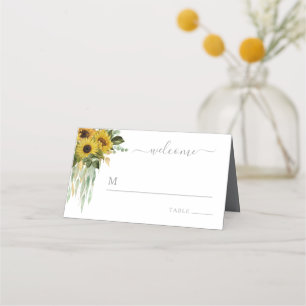 Elegant Floral Sunflower Wedding Place Card