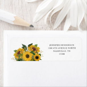 Elegant Floral Sunflower Wedding Return Address