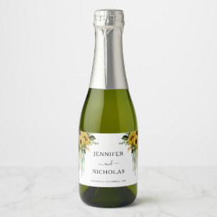 Elegant Floral Sunflower Wedding  Sparkling Wine Label