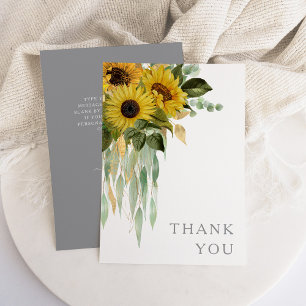 Elegant Floral Sunflower Wedding Thank You Card