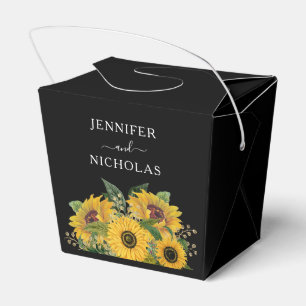 Elegant Floral Sunflowers Wedding Favor Box