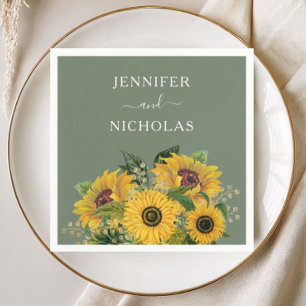 Elegant Floral Sunflowers Wedding Napkin