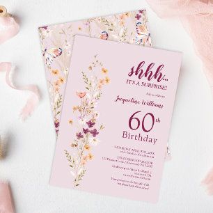 Elegant Floral Surprise 60th Birthday Invitation