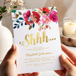 Elegant Floral Surprise Party Invitation