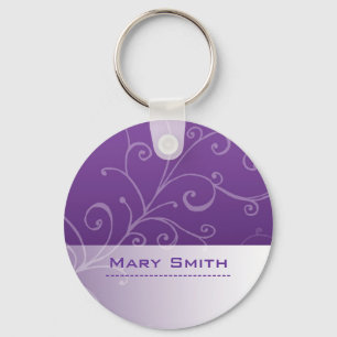 Elegant floral swirl with custom purple keychain