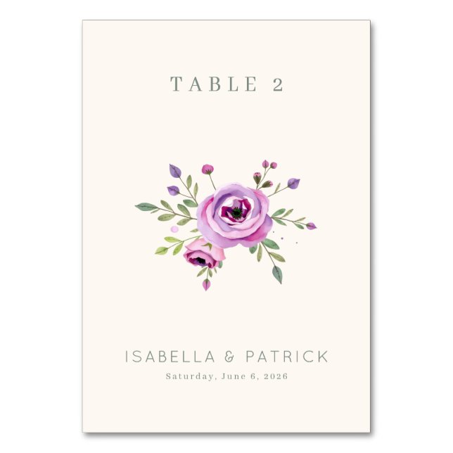 Elegant Floral Table Number (Front)