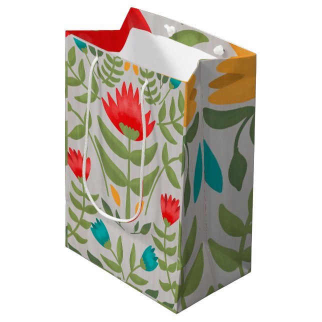 Elegant Floral Tableau Style Medium Gift Bag (Front Angled)