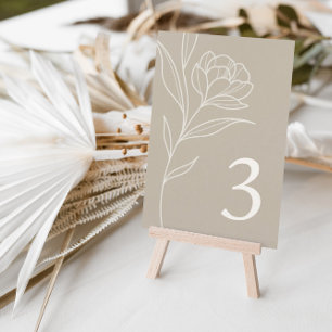 Elegant Floral Taupe Wedding Table Number Cards