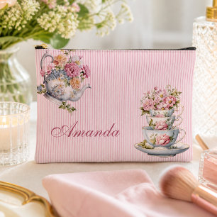 Elegant Floral Tea cup & teapot Print Cut Sew Bag