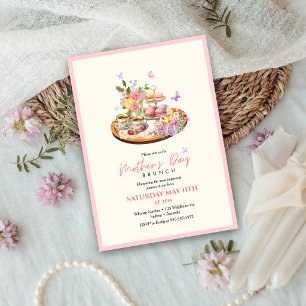 Elegant Floral Tea Party Mother's day brunch Invitation