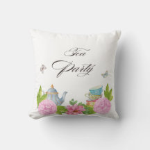 Elegant Floral Tea Party Throw Pillow