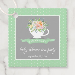 Elegant Floral Teacup Baby Shower Tea Party Favour Tags
