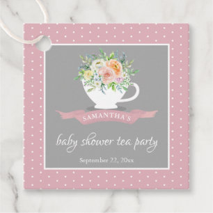 Elegant Floral Teacup Baby Shower Tea Party Favour Tags