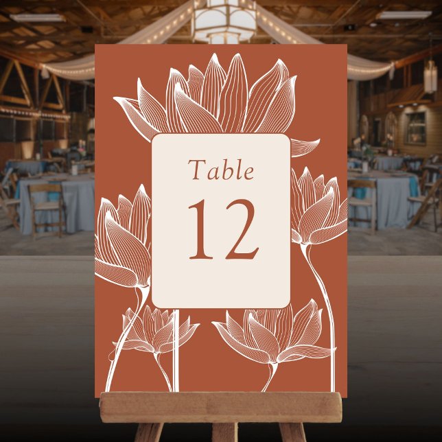 Élégant Floral Terracotta Numéro de table (Elegant Floral Terracotta Table Number)