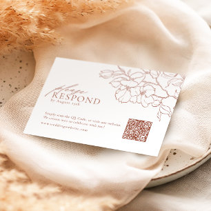 Elegant floral terracotta wedding QR code RSVP Card