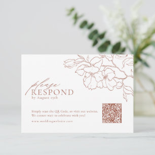 Elegant floral terracotta wedding QR code RSVP Card