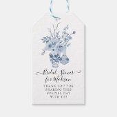 Elegant Floral Thank You Blue White Bridal Shower Gift Tags (Front)