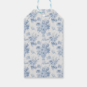Elegant Floral Thank You Blue White Bridal Shower Gift Tags (Back)