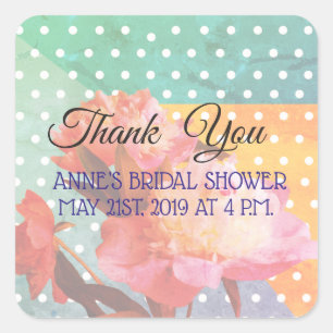 Elegant Floral , Thank you, Bridal Shower Stickers