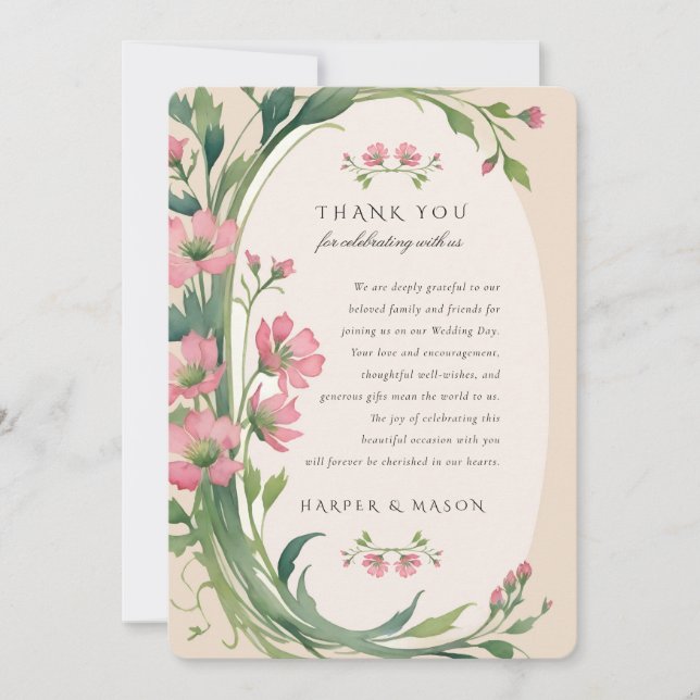Elegant Floral Thank You Card (Front)