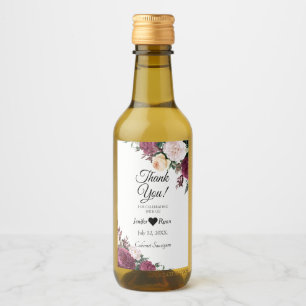 Elegant floral Thank you Mini Wine Bottle Label