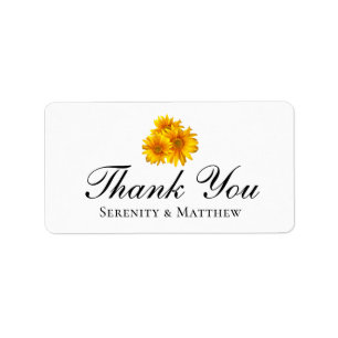 Elegant Floral Thank You Yellow Sunflowers Wedding Label