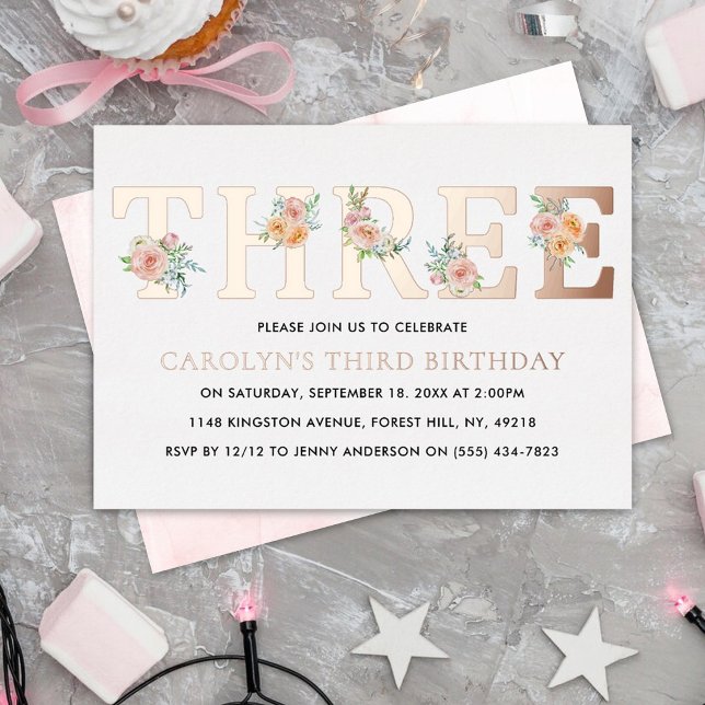Elegant Floral THREE 3rd Birthday Real (Creator Uploaded)