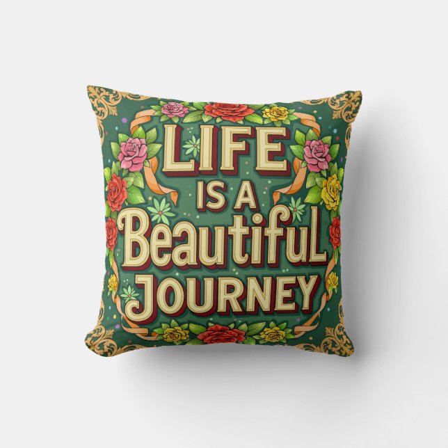 Elegant Floral Throw Pillow (Front)