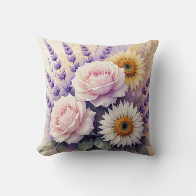 Elegant Floral Throw Pillow (Front)