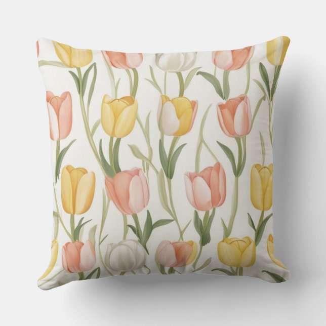 Elegant Floral Throw Pillow (Back)