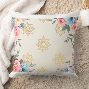 Elegant Floral Throw Pillow – Pastel Botanical