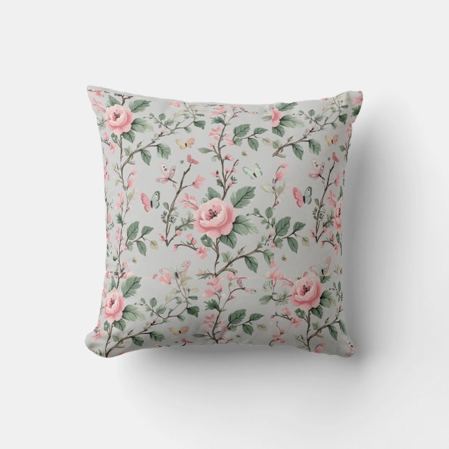 Elegant Floral Throw Pillow – Perfect Gift for Mom (Front)