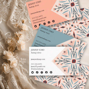 Elegant Floral Tiles Geometric Pink Beauty Business Card