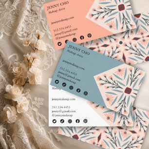 Elegant Floral Tiles Geometric Pink Beauty Business Card