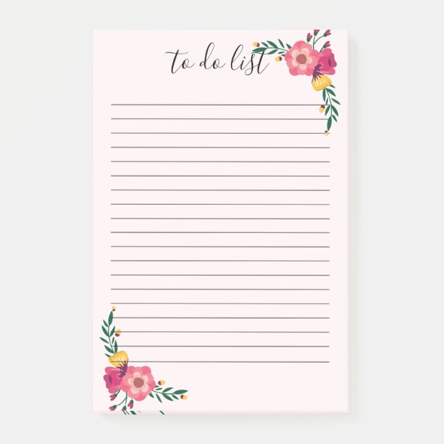 Elegant Floral To Do List Note (Front)