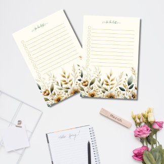 Elegant Floral To-Do List Notepad
