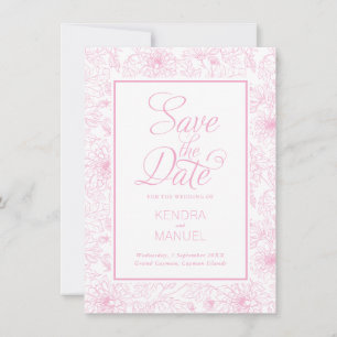 Elegant Floral Toile Blush Pink Wedding Save The Date