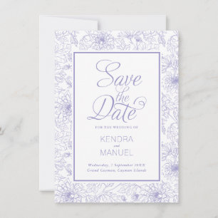 Elegant Floral Toile Lilac Purple Wedding Save The Date