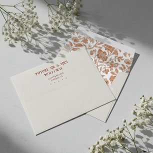 Elegant Floral Toile Pattern and Return Address Envelope